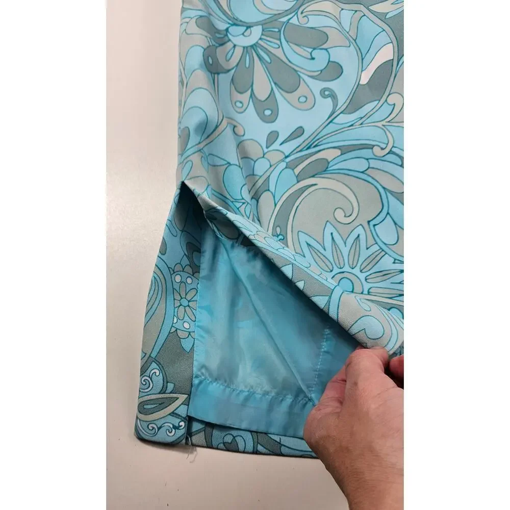 Kasper vintage 90s lined blue paisley retro skirt midi 6P 6 PETITE business EUC